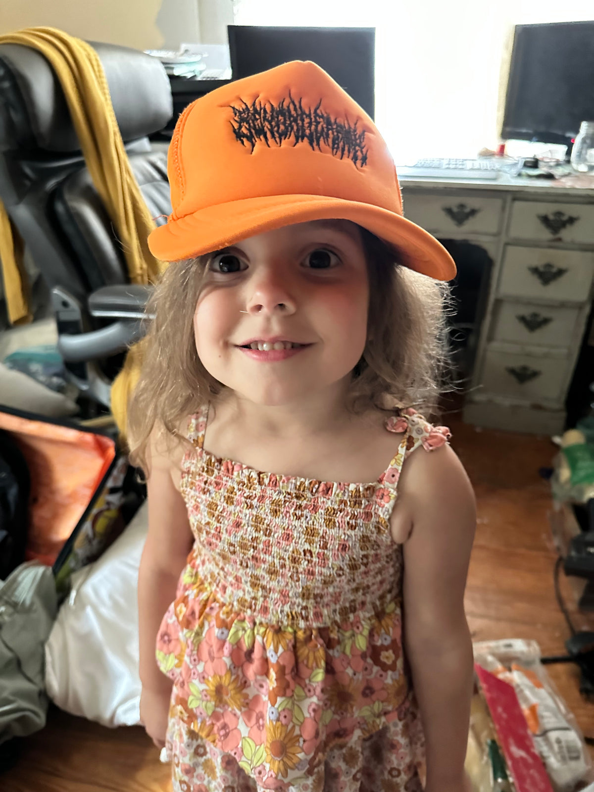 Metal Logo Trucker Hat - Orange
