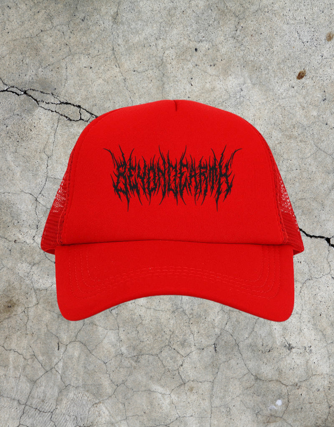 Metal Logo Trucker Hat - Red