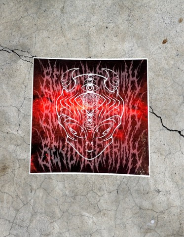 Red Metal Logo Sticker