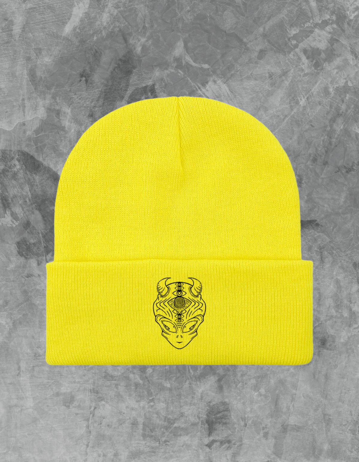 Alien Logo Knit Beanie - Yellow