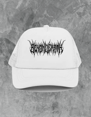 Metal Logo Trucker Hat - White
