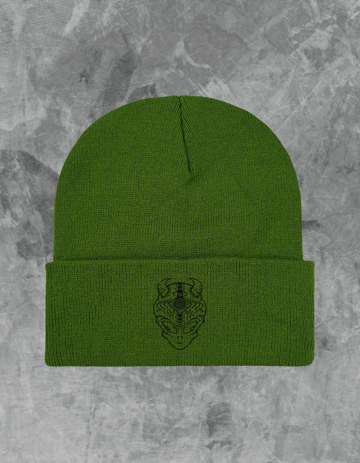 Alien Logo Knit Beanie - Forest Green