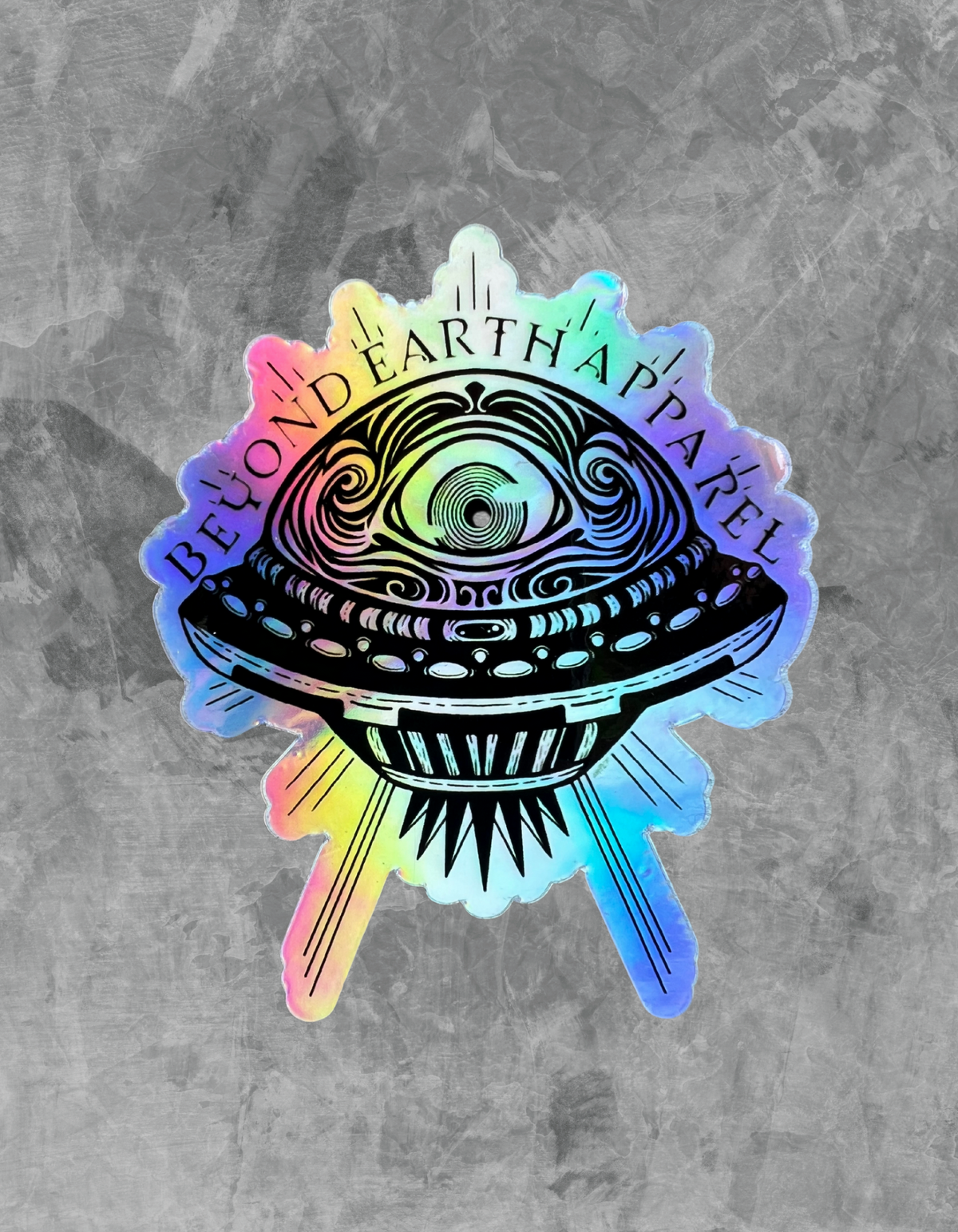 Alien Spaceship Logo Sticker - Holographic