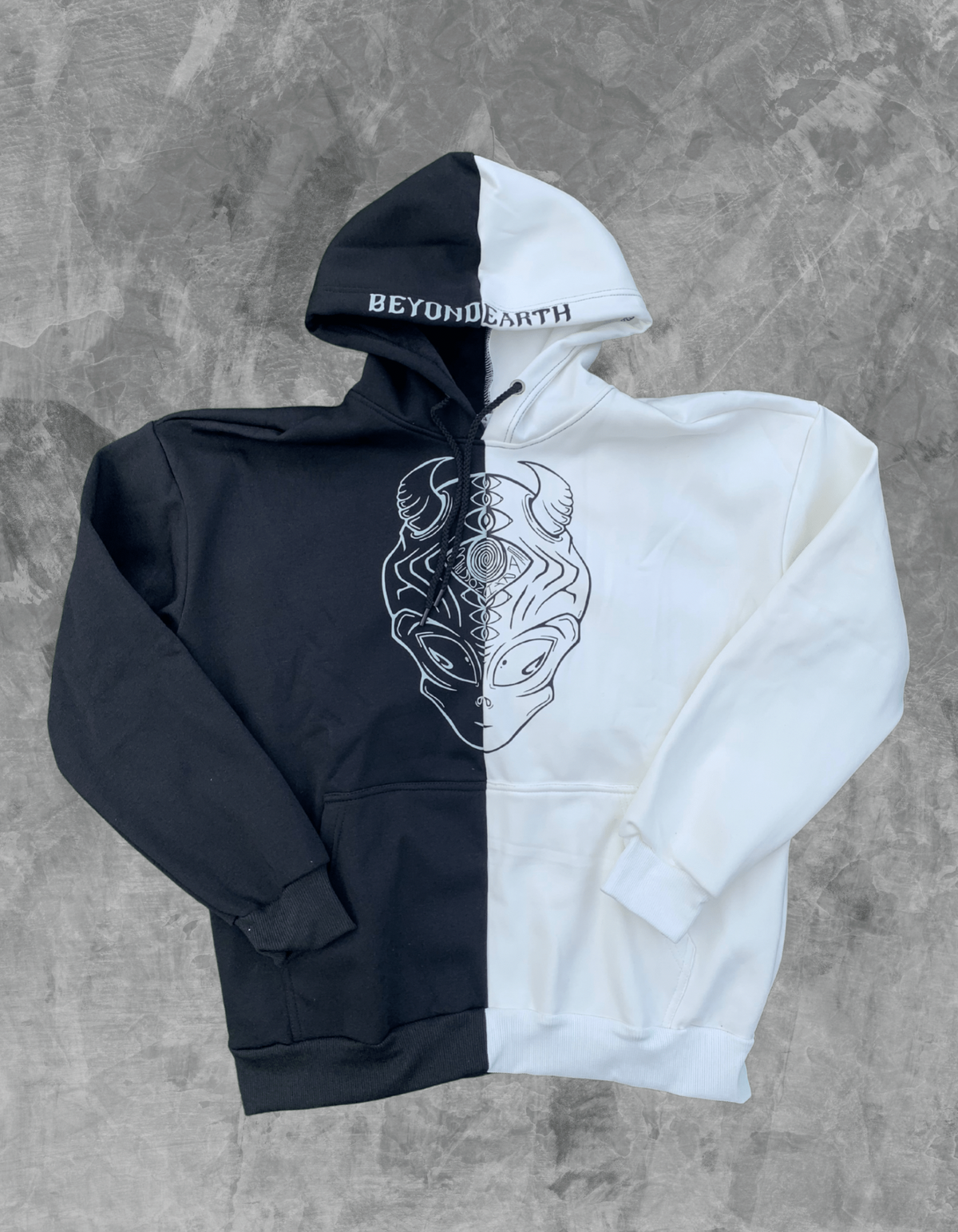 Black white split hoodie on sale