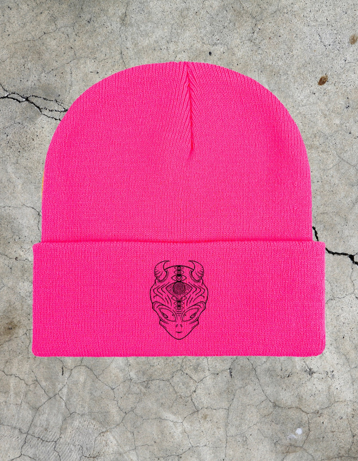 Alien Logo Knit Beanie - Bright Pink